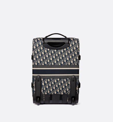 Small DiorTravel Suitcase Blue Dior Oblique Technical Jacquard